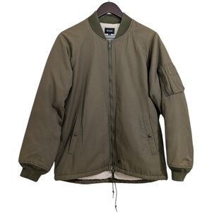 BEAMS Japan Men's Sherpa Lined MA-1 Bomber Jacket Olive Green Size M